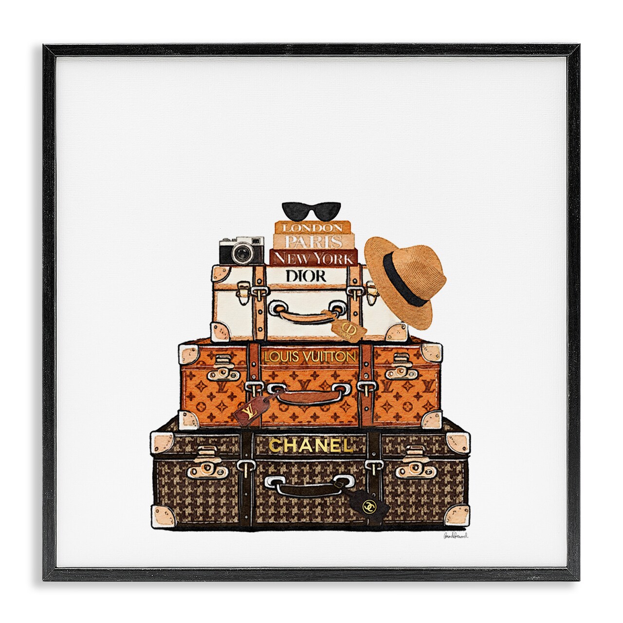 Stupell Industries Luxury Travel Luggages Framed Giclee, design by Amanda Greenwood